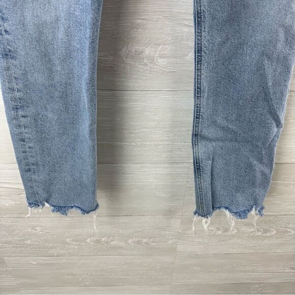 Agolde Merrel Distressed Raw Hem High Waist Straight Leg Jeans - Picture 4 of 8